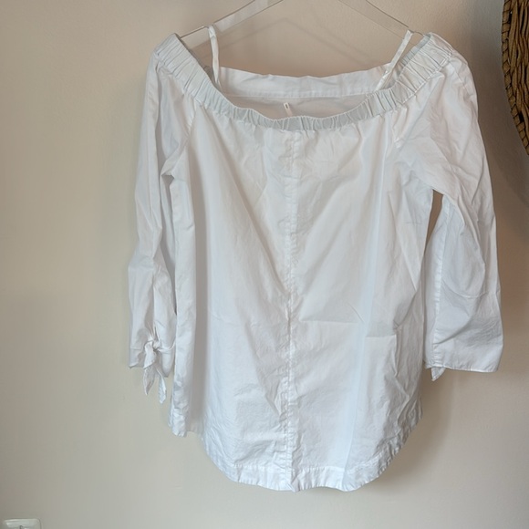 Free People | Show Me some Shoulder White  Classic Cotton Top Sz S - Picture 6 of 6